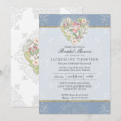 Romantic Heart Lace Dusty Blue Pink Vrijgezellenfe Kaart (Voorkant / Achterkant)