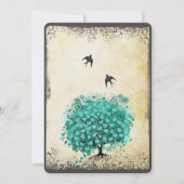 Romantic Heart Leaf Blauwgroen Tree Love Bird Wedd Kaart (Voorkant)