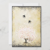Romantic Heart Leaf roze Tree Love Bird Wedding Kaart (Voorkant)