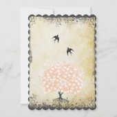 Romantic Heart Leaf roze Tree Love Bird Wedding Kaart (Achterkant)