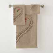 Romantic Heart Ocean Beach Sand Bad Handdoek (Insitu)