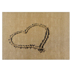 Romantic Heart op Beach Sand Photo Snijplank