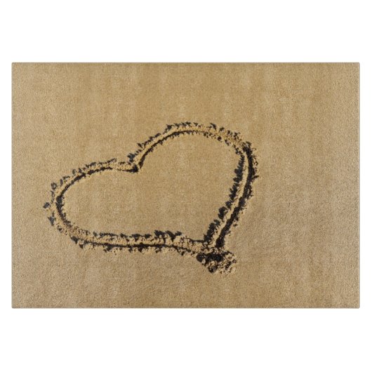 Romantic Heart op Beach Sand Photo Snijplank (Voorkant)