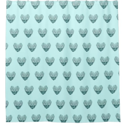 Romantic heart pattern on pale green  douchegordijn (Voorkant)