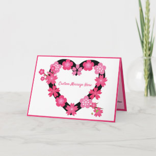 Romantic Heart Pink Flowers Kaart