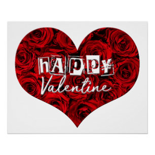 Romantic Heart Red Roses Floral Happy Valentijn Perfect Poster