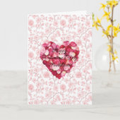 Romantic Heart Rose Petals Valentine's Day Kaart (Gele Bloem)