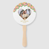 Romantic Heart & Roze Flowers Handwaaier (Achterkant)