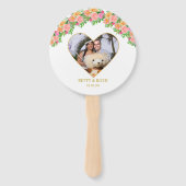 Romantic Heart & Roze Flowers Handwaaier (Voorkant)