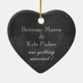 Romantic Heart Save the Date on Chalkboard Keramisch Ornament (Achterkant)