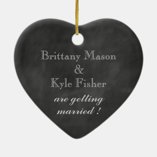 Romantic Heart Save the Date on Chalkboard Keramisch Ornament (Achterkant)