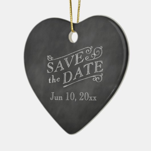 Romantic Heart Save the Date on Chalkboard Keramisch Ornament (Links)