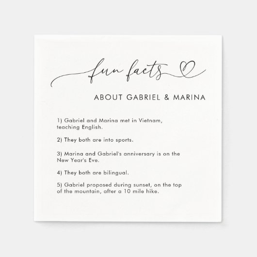 Romantic Heart Script Fun Feit dat Passen getrouwd Servet (Voorkant)