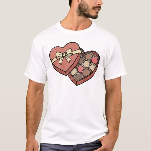 Romantic Heart-Shaped Chocolate Box Valentine  T-shirt (Voorkant)