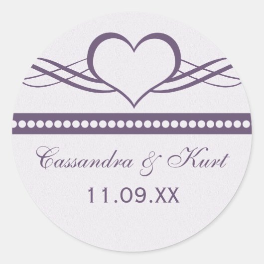 Romantic Heart Swirls Wedding Stickers (Voorkant)