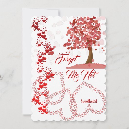 Romantic Heart vergeet me niet Lieverd Valentijn Feestdagenkaart (Voorkant)