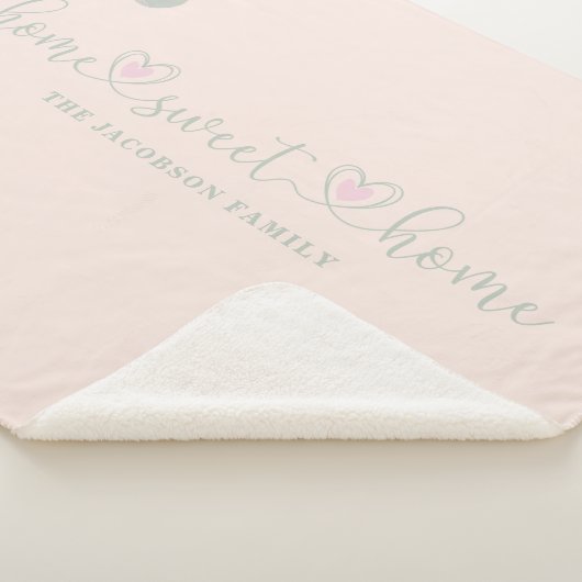 Romantic Heart Wimshical Home Sweet Home Quote Sherpa Deken (3/4)