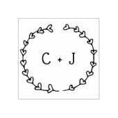 Romantic Heart Wreath Personalized Monogram Rubberstempel (Afrduk)