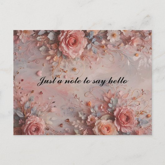 Romantic Hearts and Flowers Briefkaart (Voorkant)