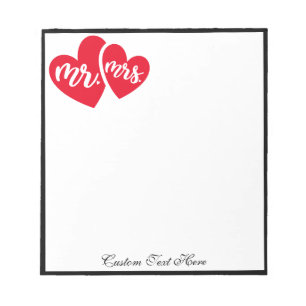 Romantic Hearts de heer Mrs. Red Black gepersonali Notitieblok
