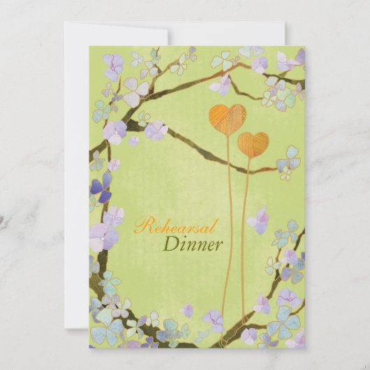 Romantic Hearts Garden Wedding Rehearsal Dinner Kaart (Voorkant)