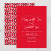 Romantic Hearts Love Red Black Wedding Kaart (Voorkant / Achterkant)