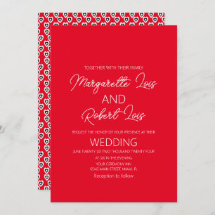Romantic Hearts Love Red Black Wedding Kaart