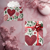 Romantic Hearts Meets Botanical Elegance Rustic  Cadeaupapier