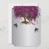 Romantic Hearts Plum Heart Leaf Tree Wedding Kaart (Achterkant)