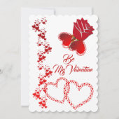 Romantic Hearts Red Rose zijn mijn Valentijn Feestdagenkaart (Voorkant)