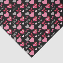 Romantic Hearts, Ribbons and XOXO Patterned Tissuepapier