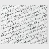 Romantic Hearts Rings Black Pattern Vrijgezellenfe Cadeaupapier (Vlak)