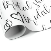 Romantic Hearts Rings Black Pattern Vrijgezellenfe Cadeaupapier (Rol Hoek)