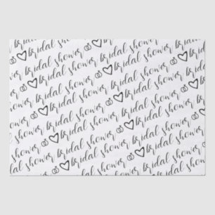 Romantic Hearts Rings Black Pattern Vrijgezellenfe Tissuepapier