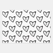 Romantic Hearts Rings Black Pattern Weddenschap Inpakpapier Vel (Voorkant 3)