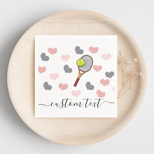 Romantic Hearts & Tennis Racket Kinder Party Cute Servet