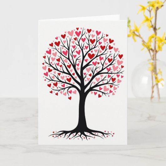 Romantic Hearts Tree Card Kaart (Gele Bloem)