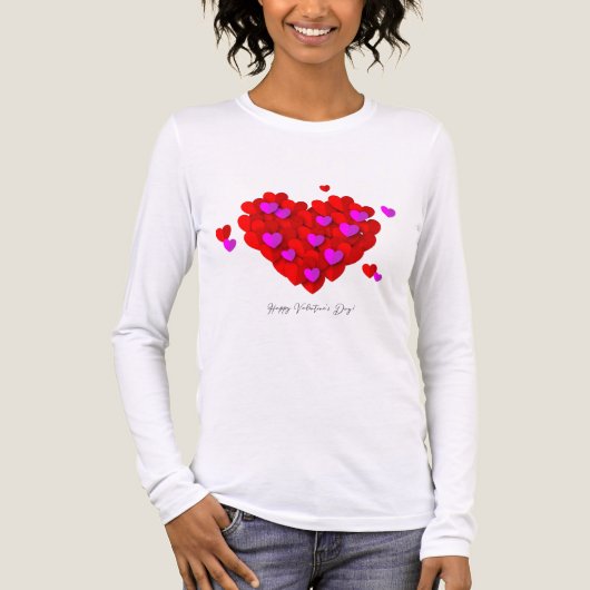 Romantic Hearts Valentine’s Tri-Blend Tee Shirt (Voorkant volledig)
