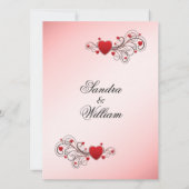 Romantic Hearts Wedding Invitation Kaart (Achterkant)