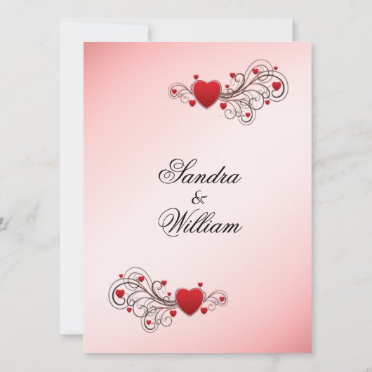 Romantic Hearts Wedding Invitation Kaart (Achterkant)