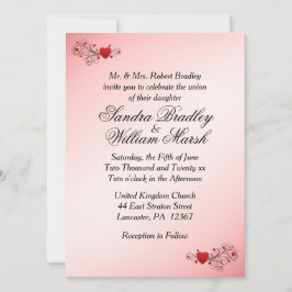 Romantic Hearts Wedding Invitation Kaart