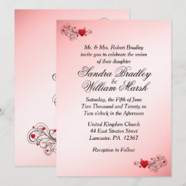 Romantic Hearts Wedding Invitation Kaart