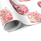 Romantic Hedgehog Valentine's Day Wrapping Paper, Cadeaupapier (Rol Hoek)