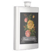 Romantic Heirloom  Floral Rozen op zwart Heupfles (Rechts)