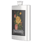 Romantic Heirloom  Floral Rozen op zwart Heupfles (Links)