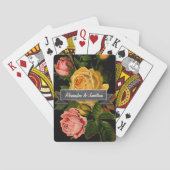 Romantic Heirloom  Floral Rozen op zwart Pokerkaarten (Achterkant)