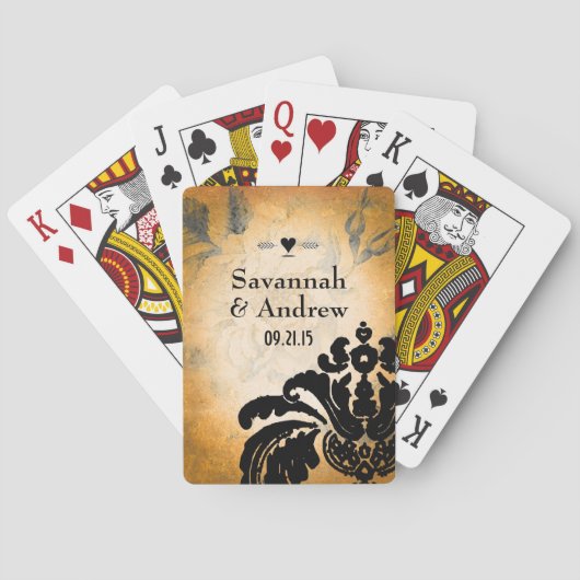 Romantic Heirloom  Gold Roos Black Damask Pokerkaarten (Achterkant)