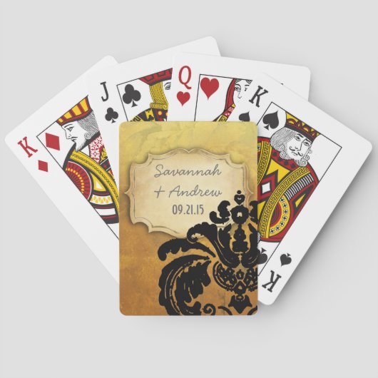 Romantic Heirloom  Gold Roos Black Damask Pokerkaarten (Achterkant)