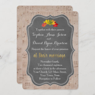 Romantic Herfst Music Sheet Weddenschap Kaart