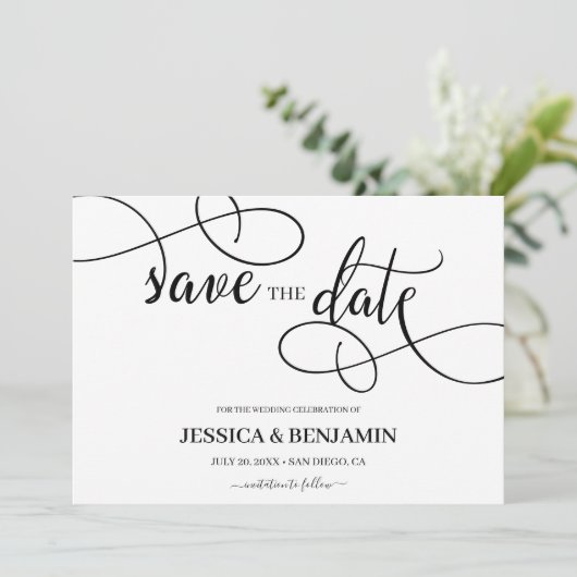 Romantic het Band van het Manuscript van de Callig Save The Date (Staand voorkant)